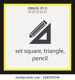 triangle. pencil   vector icon
