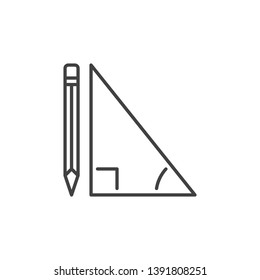 Triangle with Pencil vector outline concept icon or design element