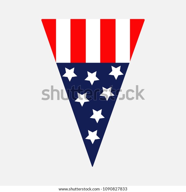 Triangle Pennant Shape American Flag Star Stock Vector Royalty