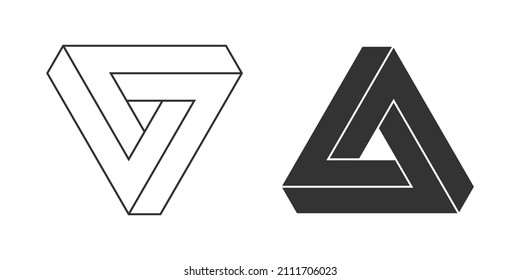 Triangle Penrose icon. Optical illusion symbol. Triangle linear design. Vector illustration