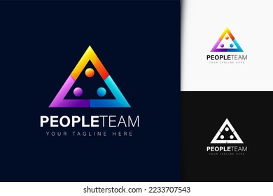 Triangle people logo design with gradient