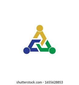 triangle people teamwork logo concept