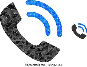 Triangle phone ring polygonal icon illustration. Phone Ring lowpoly icon is filled with triangles. Flat filled abstract mesh symbol based on phone ring icon.