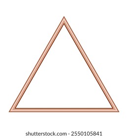 Triangle pink gold frame. Isolated luxury triangle rosegold border. Copper triangle frame mockup design element. Vector illustration.