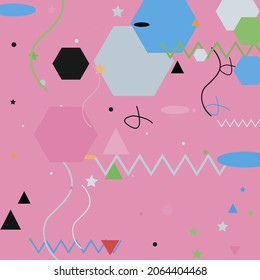 Triángulo Polígono Rosado Calle Moderno Arte Hipster Sencillo. Imagen de diseño de vectores de zigzag azul naranja verde. Chaos Negro Pastel Oval Gris Diseño Geométrico Moderno. Líneas Plata Sombra El Patrón De Arte Moderno.
