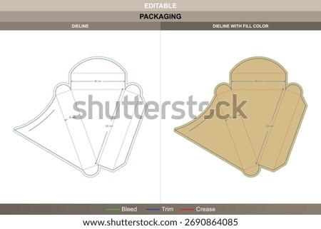 Triangle pizza box dieline detailed vector printing packaging template featuring sharp-edge design accurate fold lines and precise die line definition for slice boxes