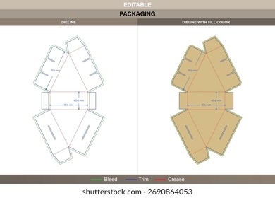 Diseño de empaque de impresión de Vector dieline de caja de pizza triangular Estructura de caja de rebanadas compacta Sistema de plegado definido y marcados de línea de troquel precisos para envolver alimentos para llevar