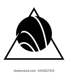 triangle planet astrology space, planets galaxy phases sphere shadow vector illustration flat icon logo web mobile concept design black white isolated background