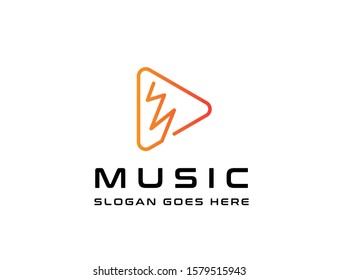Triangle play button icon design flat illustration vector graphic
