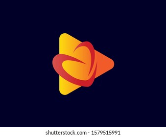 Triangle play button icon design flat illustration vector graphic