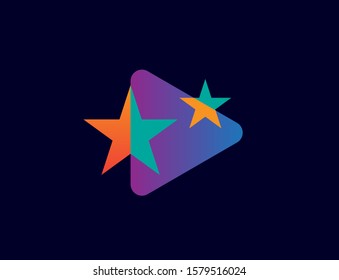 Triangle play button icon design flat illustration vector graphic