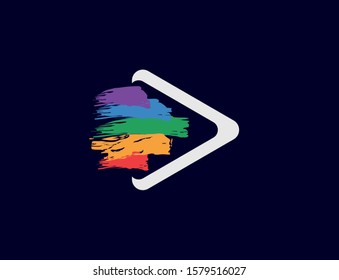 Triangle play button icon design flat illustration vector graphic