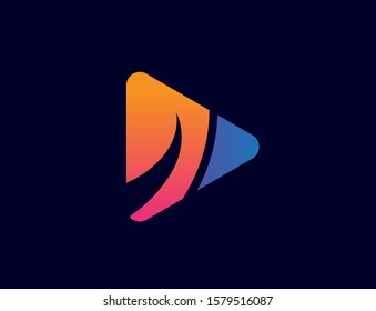 Triangle play button icon design flat illustration vector graphic