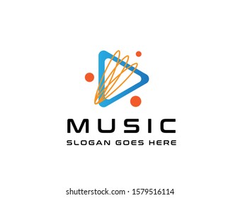 Triangle play button icon design flat illustration vector graphic