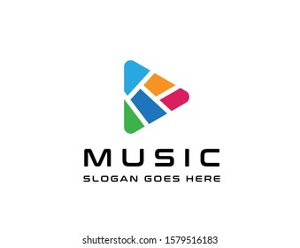 Triangle play button icon design flat illustration vector graphic