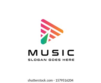 Triangle play button icon design flat illustration vector graphic