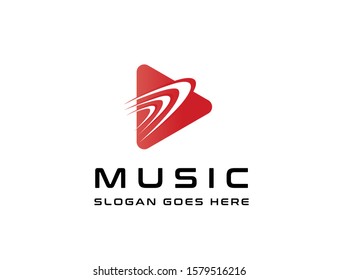 Triangle play button icon design flat illustration vector graphic