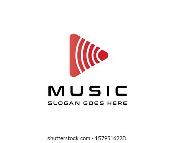 Triangle play button icon design flat illustration vector graphic