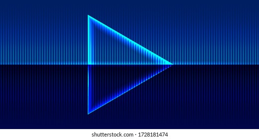 Triangle play icon on dark background with equalizer and lives. Banners, web and presentations designs. Vector Illustration.