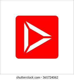 Triangle Play Icon on round red button; Play Button Vector - isolated stock vector illustration