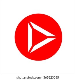 Triangle Play Icon on round red button; Play Button Vector - isolated stock vector illustration