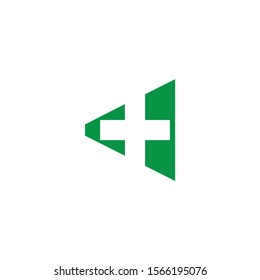 triangle plus medical symbol logo vector