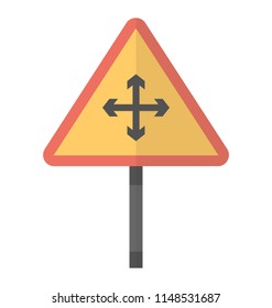
Triangle with plus symbol denoting snow caution 
