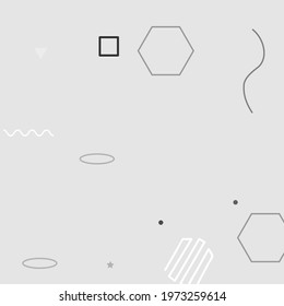 Triangle Polygon Calm Digital Geometrical Art Illustration. White Silver Grey Shadows Modern Style Simple Hipster Art. Gray Black Square Vector Design Pic. Oval Pastel Chaos Modern Art Pattern.