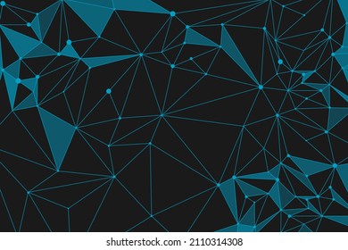 Triangle and polygon geometric graphic design pattern. Abstract background with blue plexus line and dot connection.