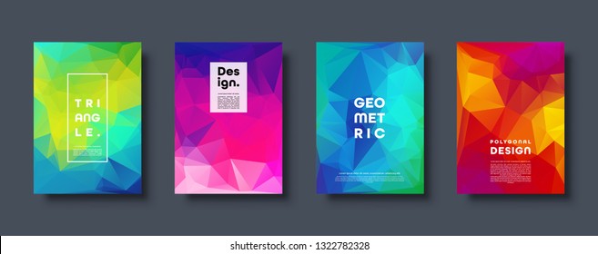Triangle polygonal abstract background. Colorful gradient design. Low poly shape banner. Vector illustration.