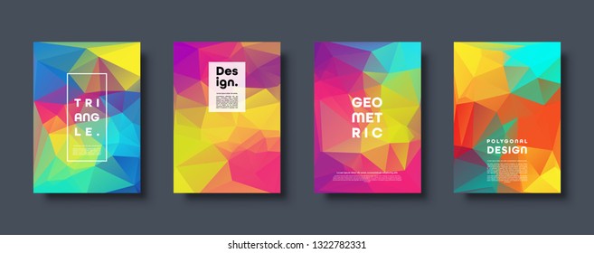 Triangle polygonal abstract background. Colorful gradient design. Low poly shape banner. Vector illustration.