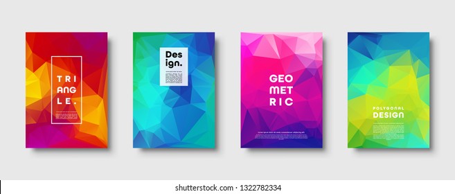 Fondo abstracto poligonal triangular. Diseño de degradado colorido. Banner con forma de poste bajo. Ilustración vectorial.