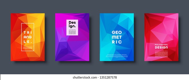 Triangle polygonal abstract background. Colorful gradient design. Low poly shape banner. Vector illustration.