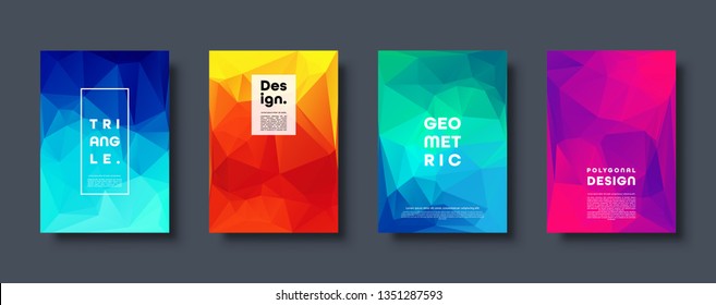 Triangle polygonal abstract background. Colorful gradient design. Low poly shape banner. Vector illustration.