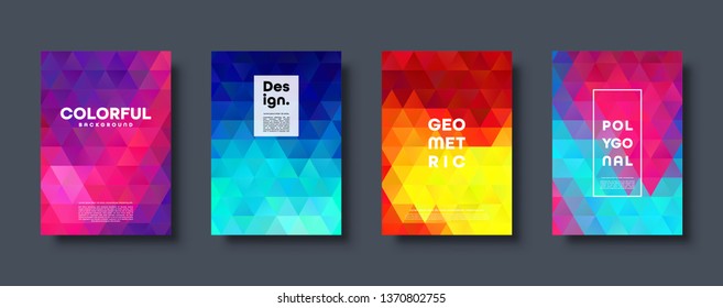 Triangle polygonal abstract background. Colorful gradient design. Low poly shape banner. Vector illustration.