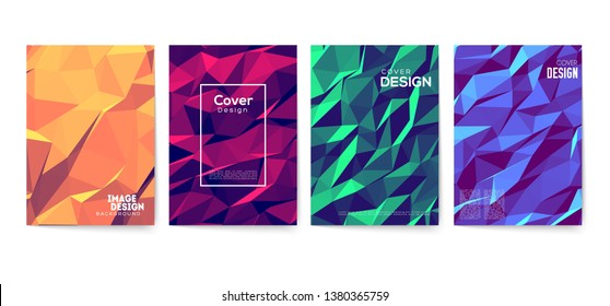 Triangle polygonal abstract background. Colorful gradient cover design. Low poly shape banner. Vector illustration background