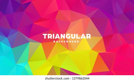 Triangle polygonal abstract geometric background. Colorful gradient design. Low poly shape banner. Vector illustration.