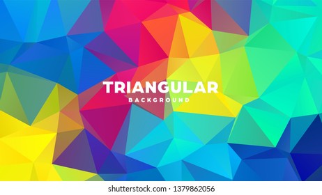 Triangle polygonal abstract geometric background. Colorful gradient design. Low poly shape banner. Vector illustration.