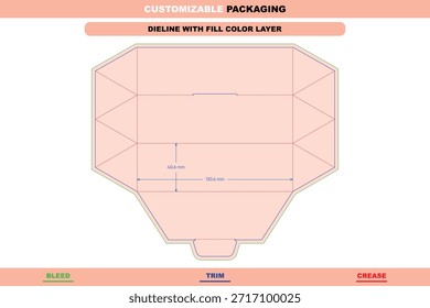 Vector dieline de caja poligonal triangular con tamaño personalizado y estructura plegable desarrollado como una Plantilla de embalaje imprimible para productos de cartón y diseño de maquetas