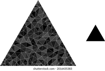 Triangle polygonal icon illustration. Triangle lowpoly icon is filled with triangles. Flat filled abstract mesh image based on triangle icon.