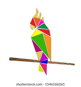 Triangle polygonal mosaic cockatoo - Vector image. Vector