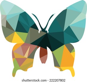 Triangle polygonal silhouette of butterfly,  vector illustration