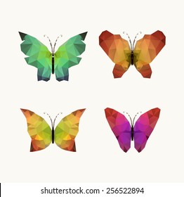 Triangle polygonal silhouettes of butterfly