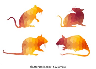 Triangle Polygonal Silhouettes of Mice 