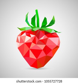 Triangle polygonal strawberry. Vector illustration.