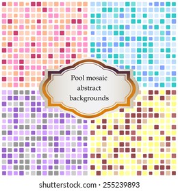 Triangle pool mosaic backgrounds set