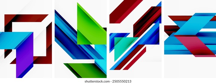 Triangle poster abstract background set for wallpaper, business card, cover, poster, banner, brochure, header, website