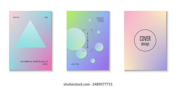 Triangle Poster. Abstract Shape. Hologram Placard. Holographic Background. Purple Minimal Set. Futuristic Creative Elements. Multyplying Galaxy Collection. Pink Triangle Poster