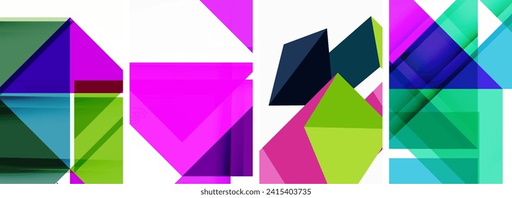 Triangle poster geometric background set