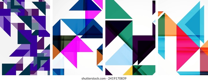 Triangle poster geometric background set